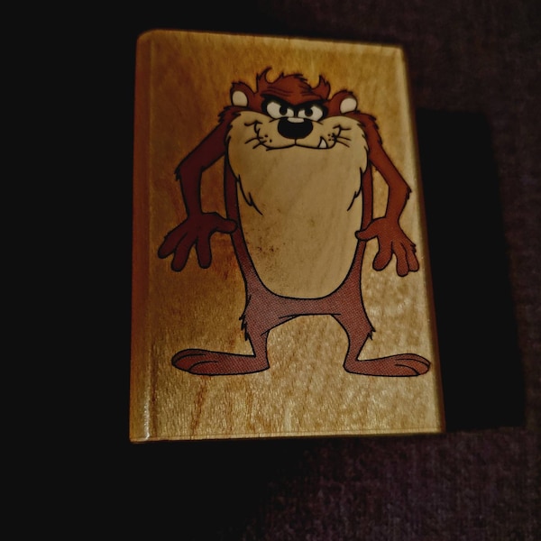 Vintage Warner Bros 1996 Looney Tunes 226D Tasmanian Devil Rubber Stamp - Taz - Merrie Melodies Cartoon Tazmanian Devil Wood Rubber Stamp