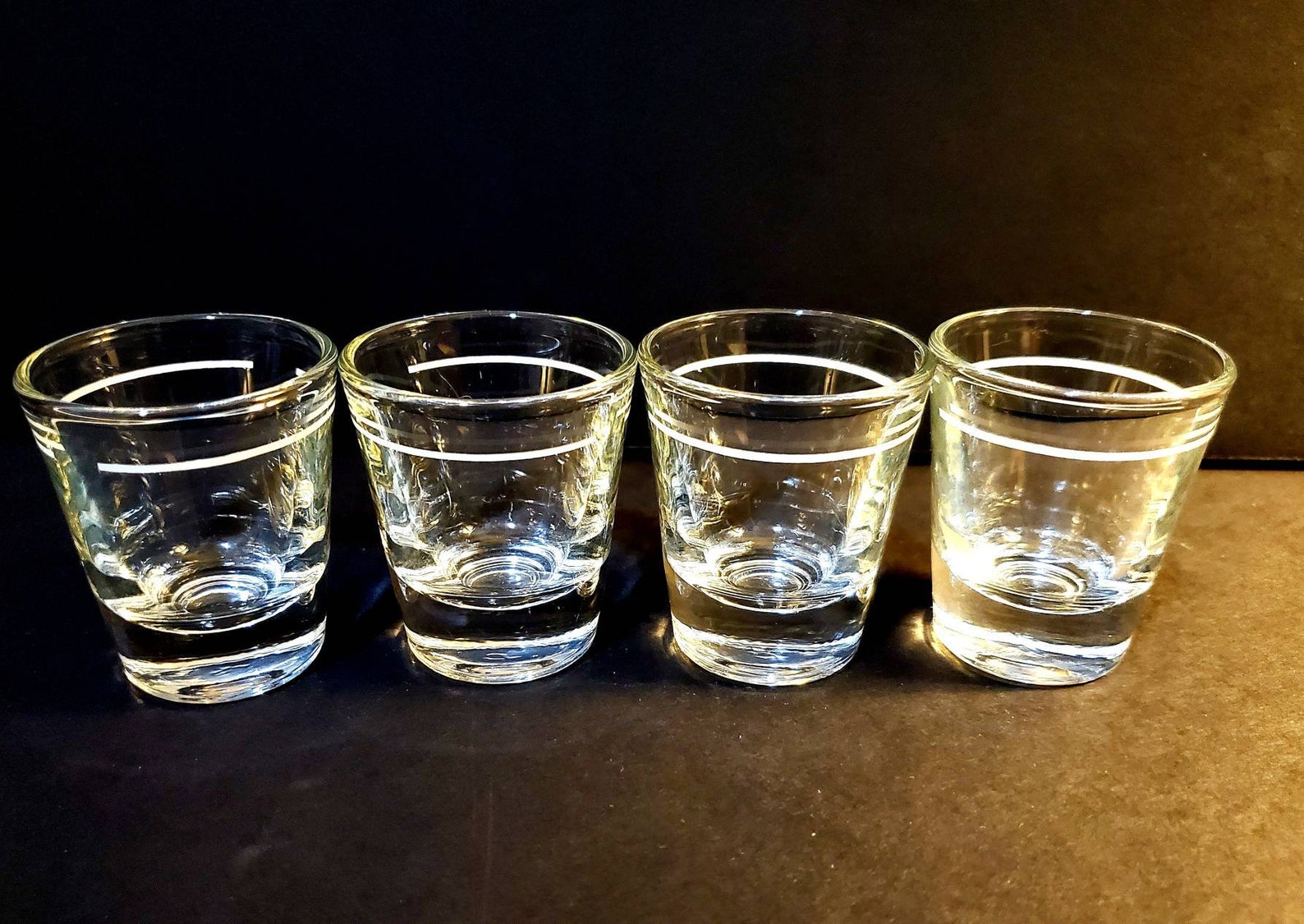 Vintage Glass White Line Shot Glass S/4 - Etsy