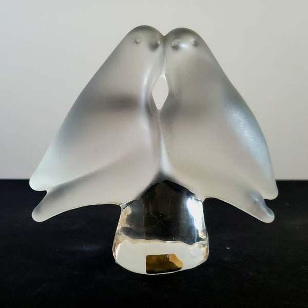 Vintage Reijmyre Swedish Art Glass Frosted Love Birds