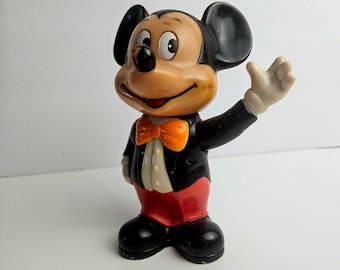 Vintage Walt Disney Produktionen Micky Maus Plastik Spardose - Mickey Piggy Bank Korea C1970