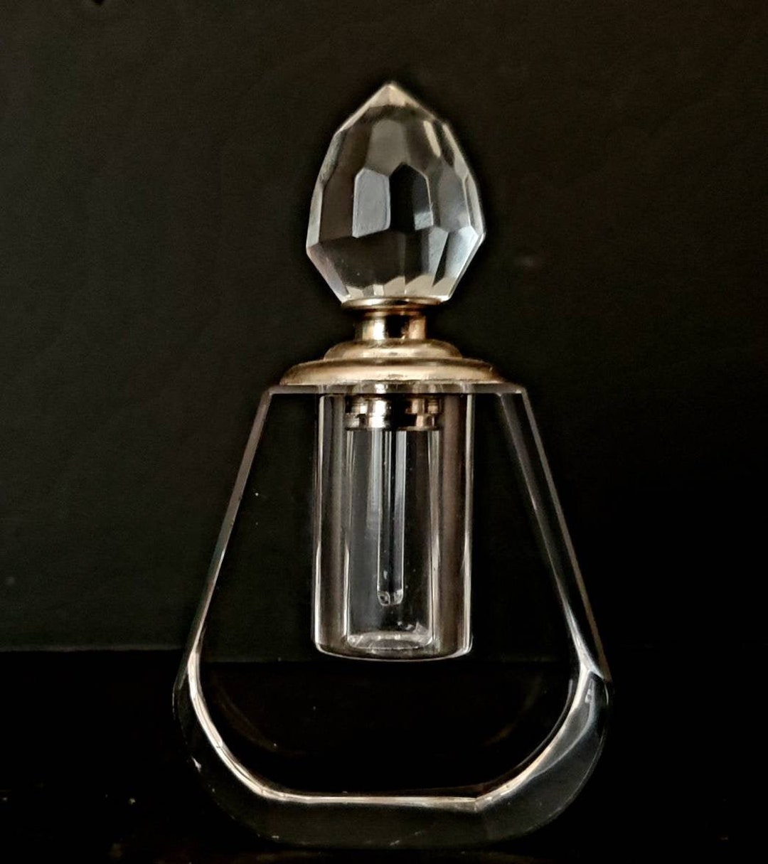 Vintage Crystal Glass Perfume Holder With Dabber Etsy
