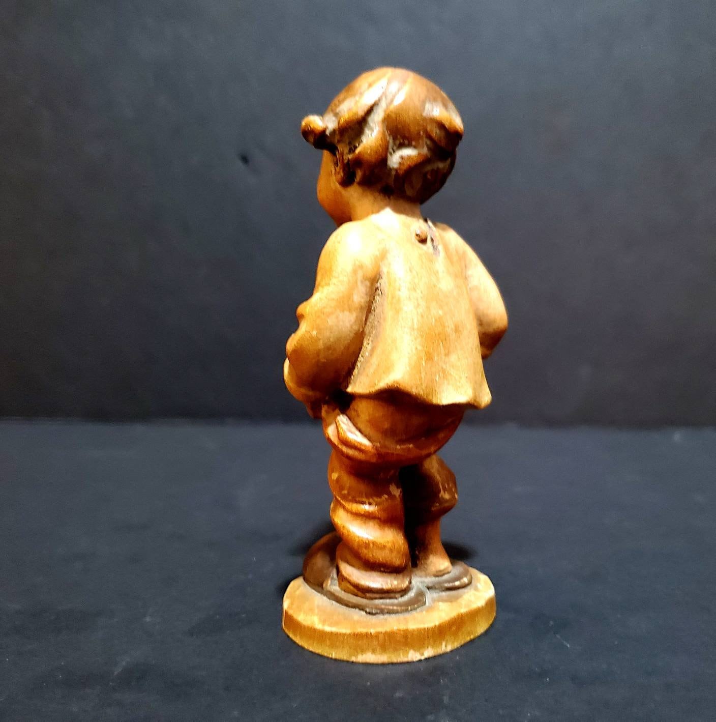 Vintage ANRI Italy Hand Carved Wood Figurine "boy Holding up Pants" 5 ...