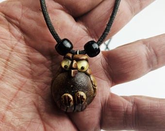Collana con ciondolo vintage a forma di gufo con occhi finti