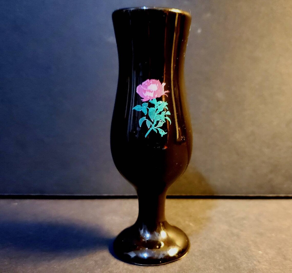Vintage Tequila Rose Liqueur Black Bud Vase Shot Glass Etsy