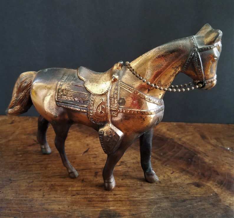 Vintage Copper Bronze Horse Statue Cast Metal Horse Figurine Etsy