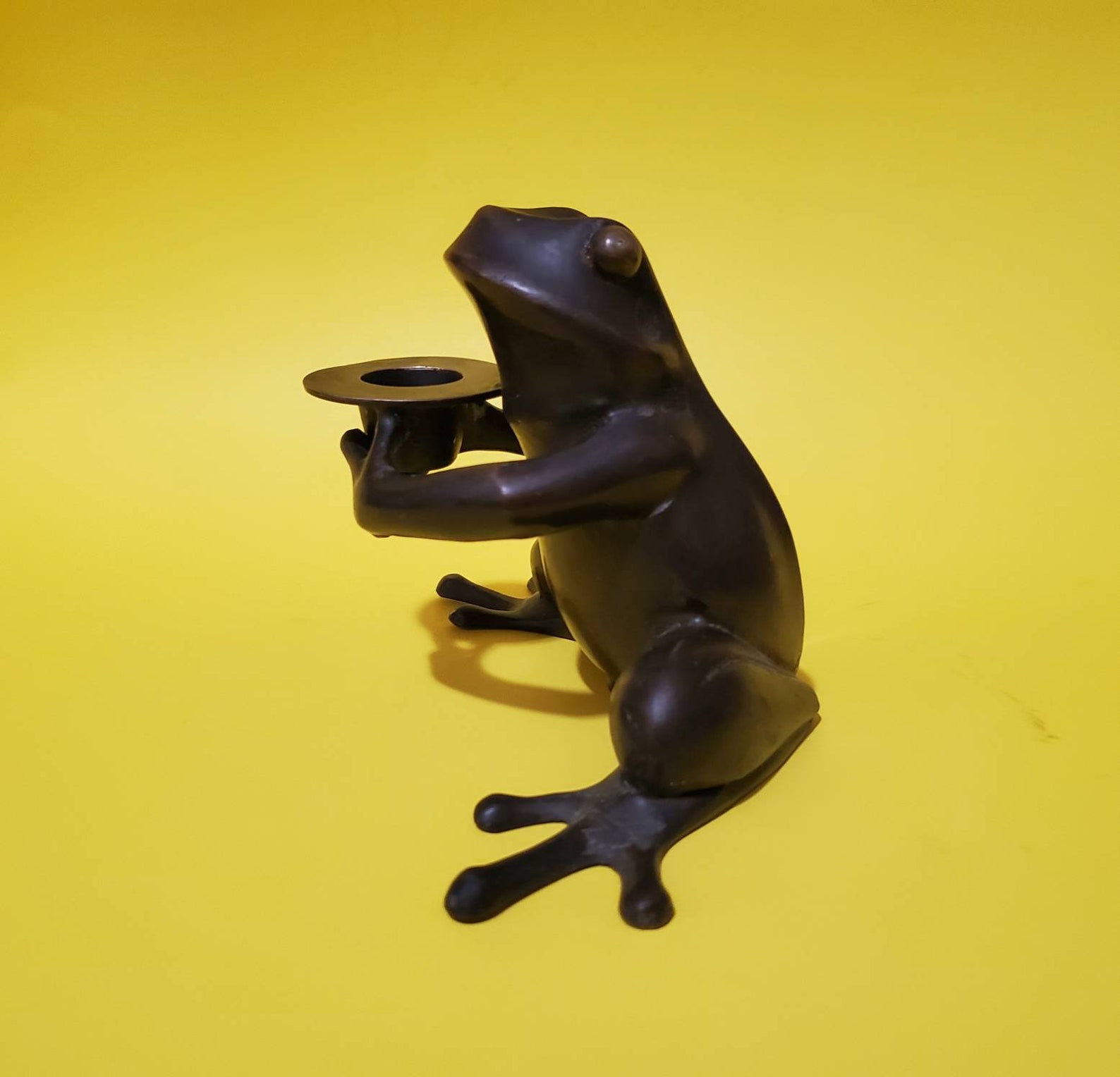 Vintage Restoration Hardware Bronze Frog Candlestick Holder Etsy