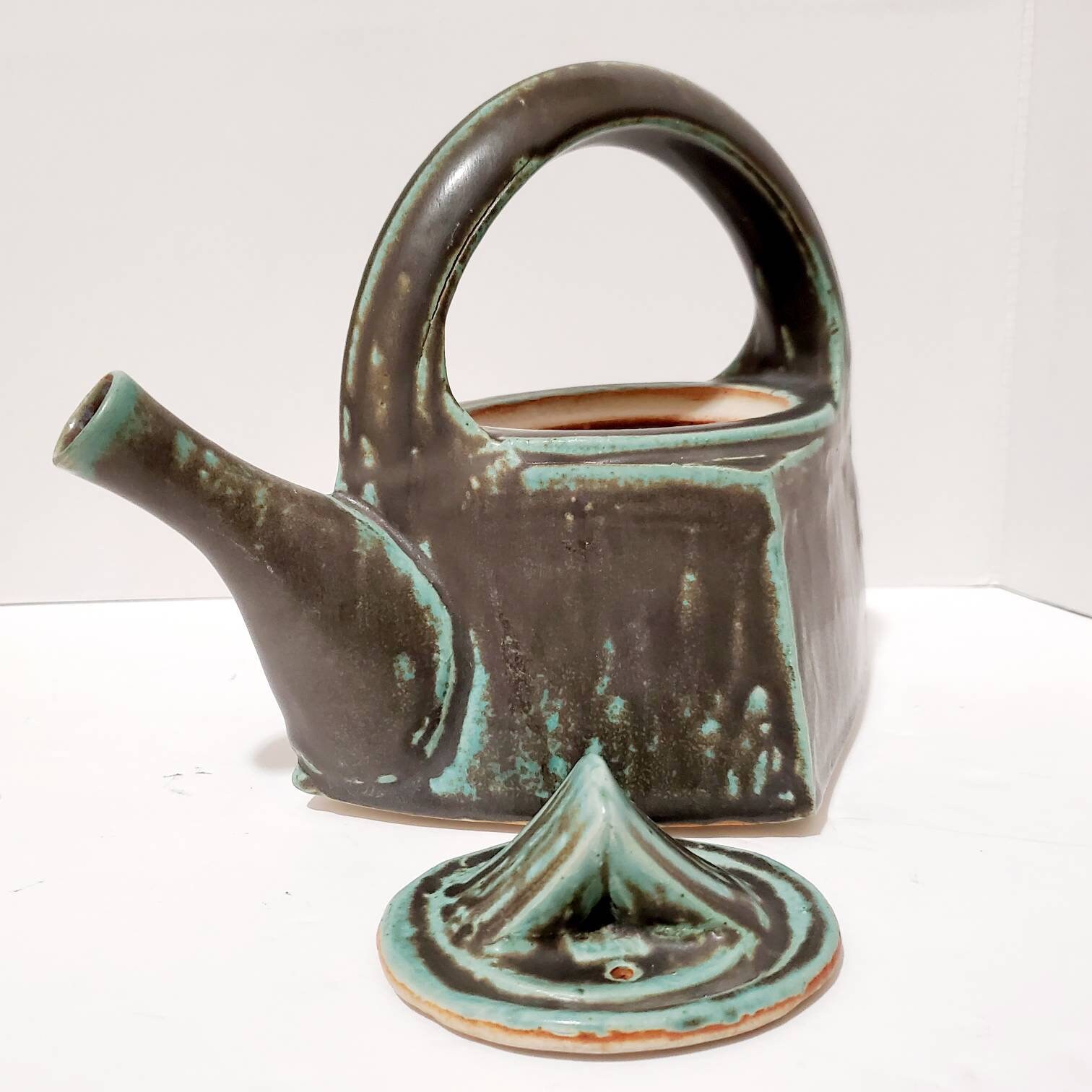 Signed Vintage Artisan Square Teapot - Etsy