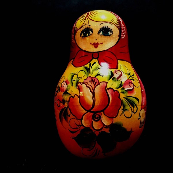 Hand Painted Wood Matryoshka Russian Chime Roly Poly Doll