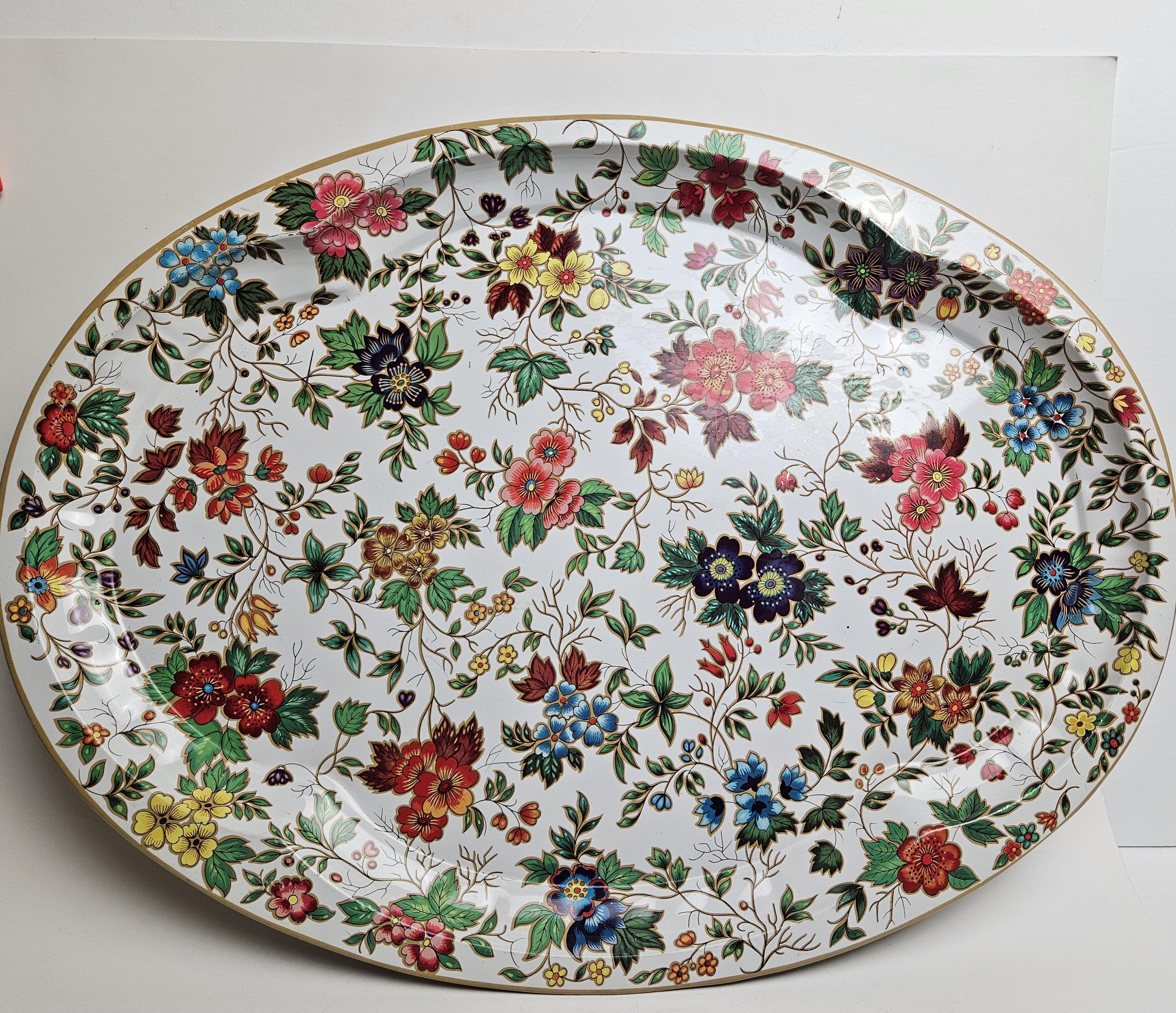 Vintage Daher Decorated Ware Oval Tin Platter, 1970s English