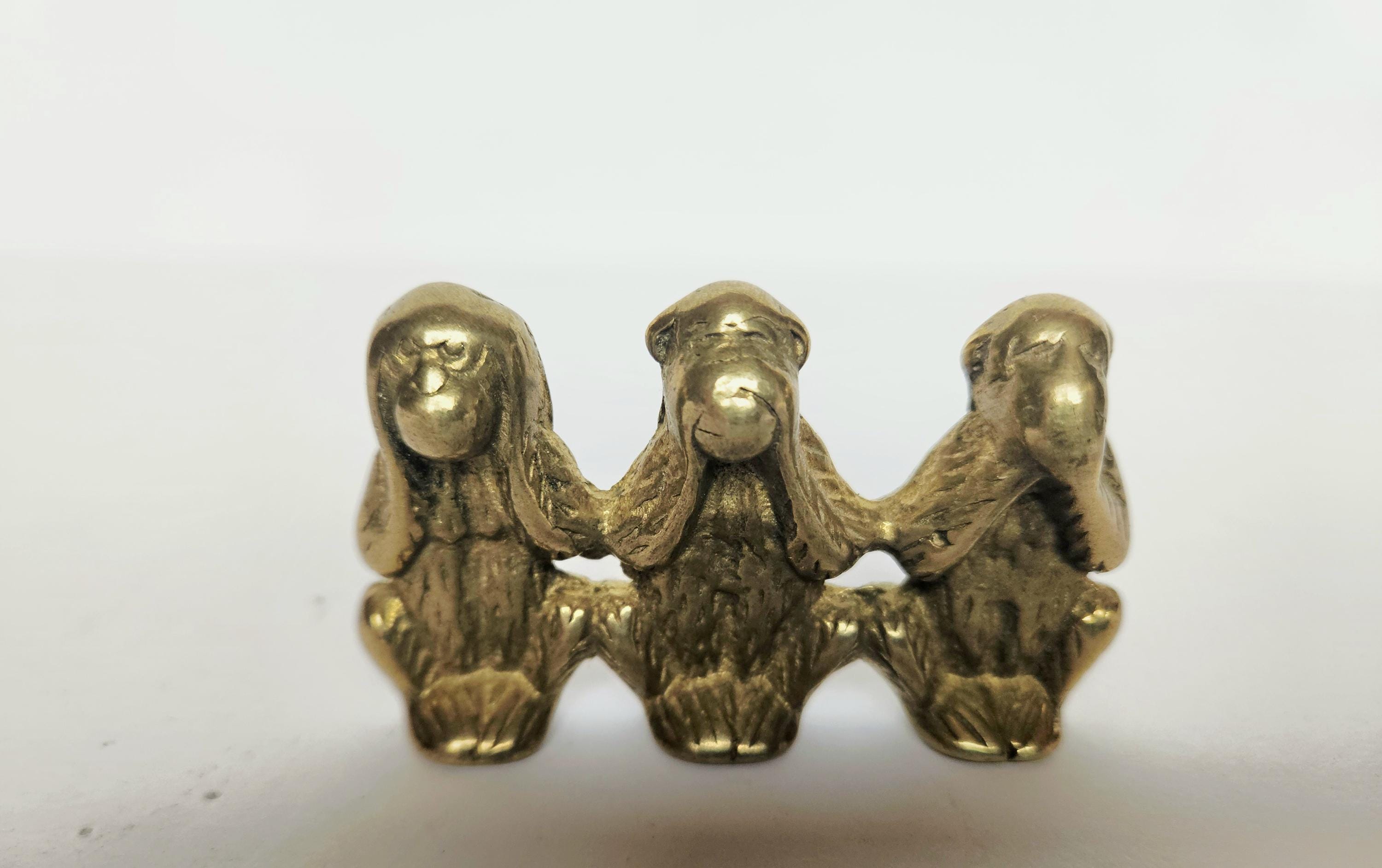 ヴィンテージ真鍮製賢い猿の置物：聞かず見ず言わず - Etsy 日本