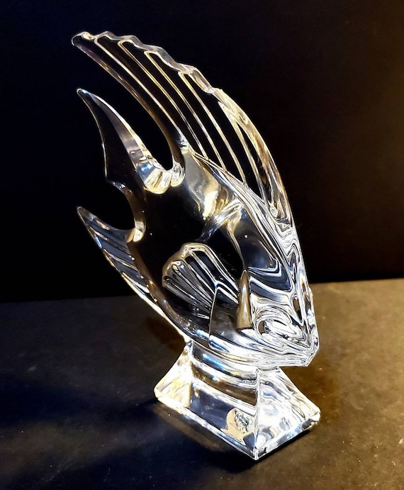Signed JG Durand Clear Crystal Angelfish Paperweight Figurine