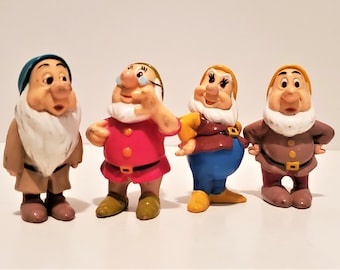 Zabawki Vintage Mattel Walt Disney's Snow White Siedmiu krasnoludków z udziałem Happy'ego, Doca, Bashfula i Grumpy'ego