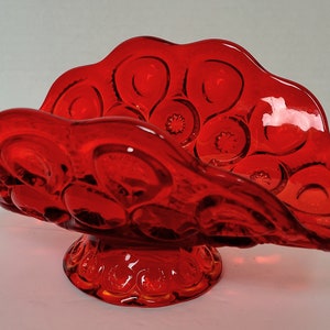 Vintage Mid Century Modern LE Smith Glass Stars and Moon Amberina Glass Banana Boat