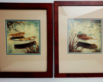 Láminas náuticas vintage de Paulo Romero – Marcos de madera costera (juego de 2)