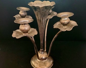 Antique Art Noveau Silver-plated Epergne Candlestick Holder Centerpiece