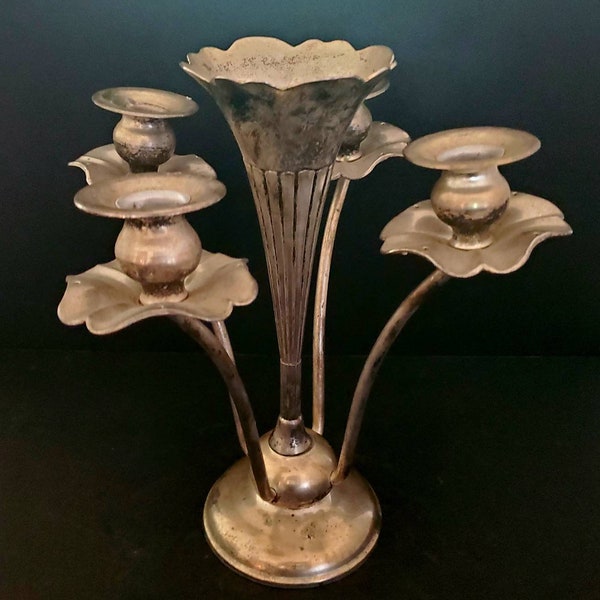 Antique Art Noveau Silver-plated Epergne Candlestick Holder Centerpiece