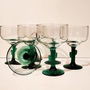 Vintage Libbey Southwest Glass Cactus Margarita Glass S/7