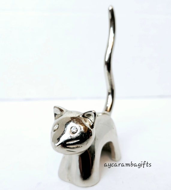 Stainless Steel Kitty Cat Ring Holder - image 1