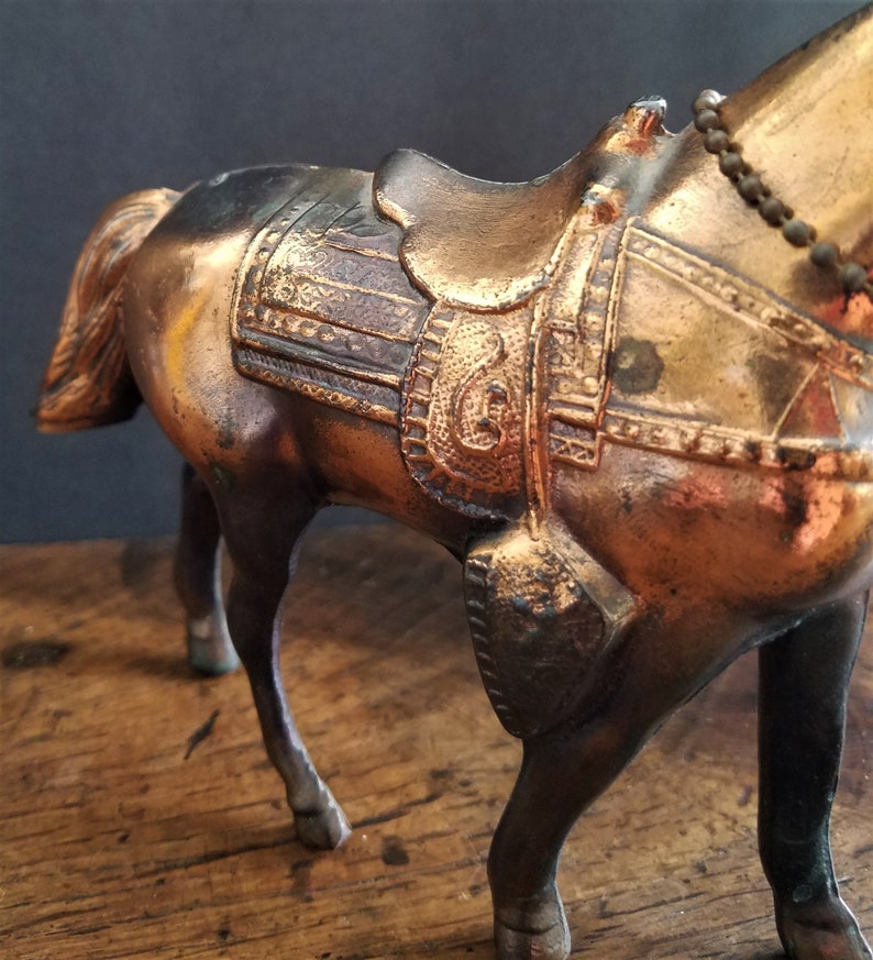 Vintage Copper Bronze Horse Statue Cast Metal Horse Figurine Etsy