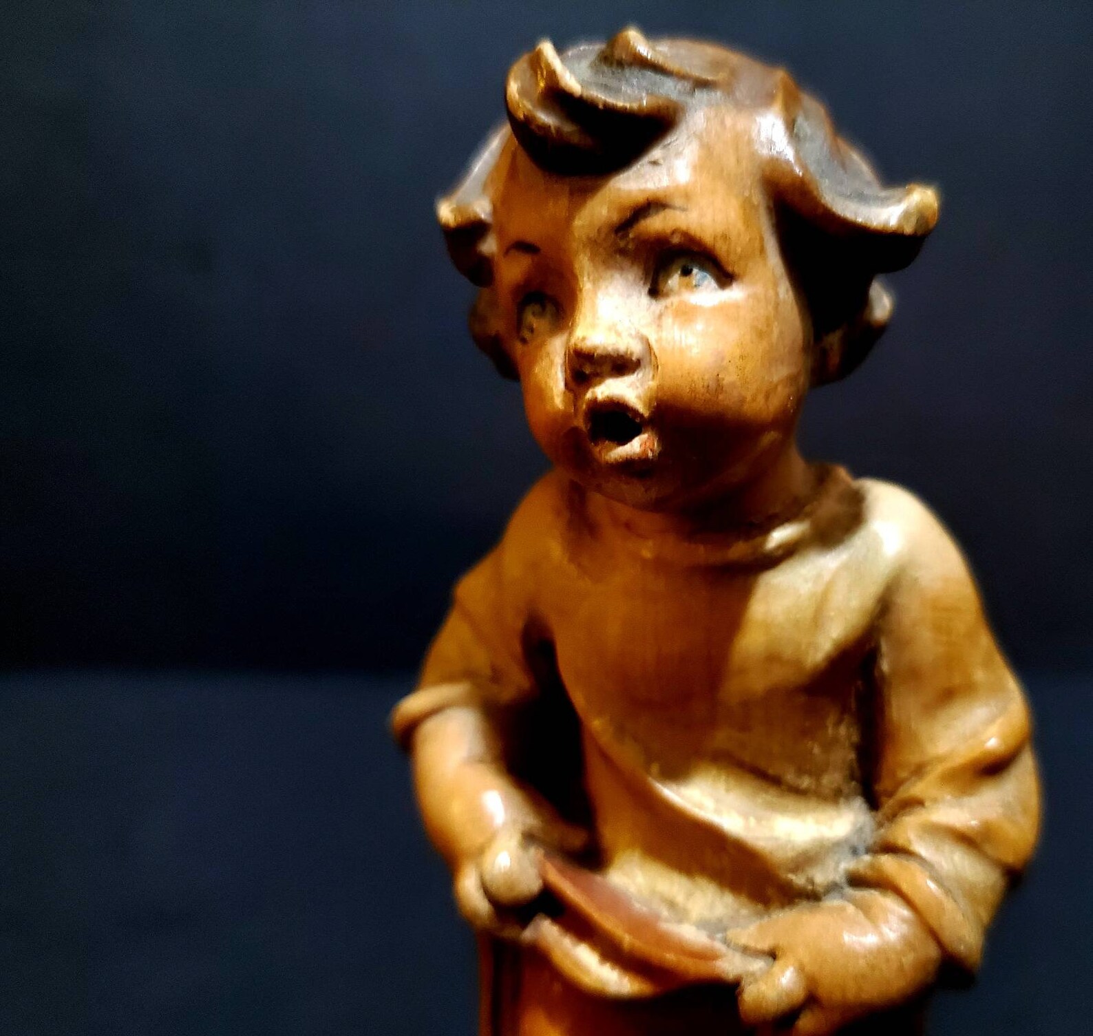 Vintage ANRI Italy Hand Carved Wood Figurine "boy Holding up Pants" 5 ...