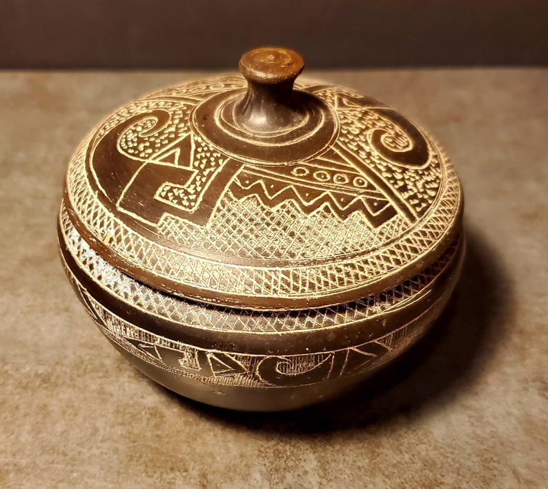 Vintage Handmade Decorative Pottery Bowl With Lid Etsy