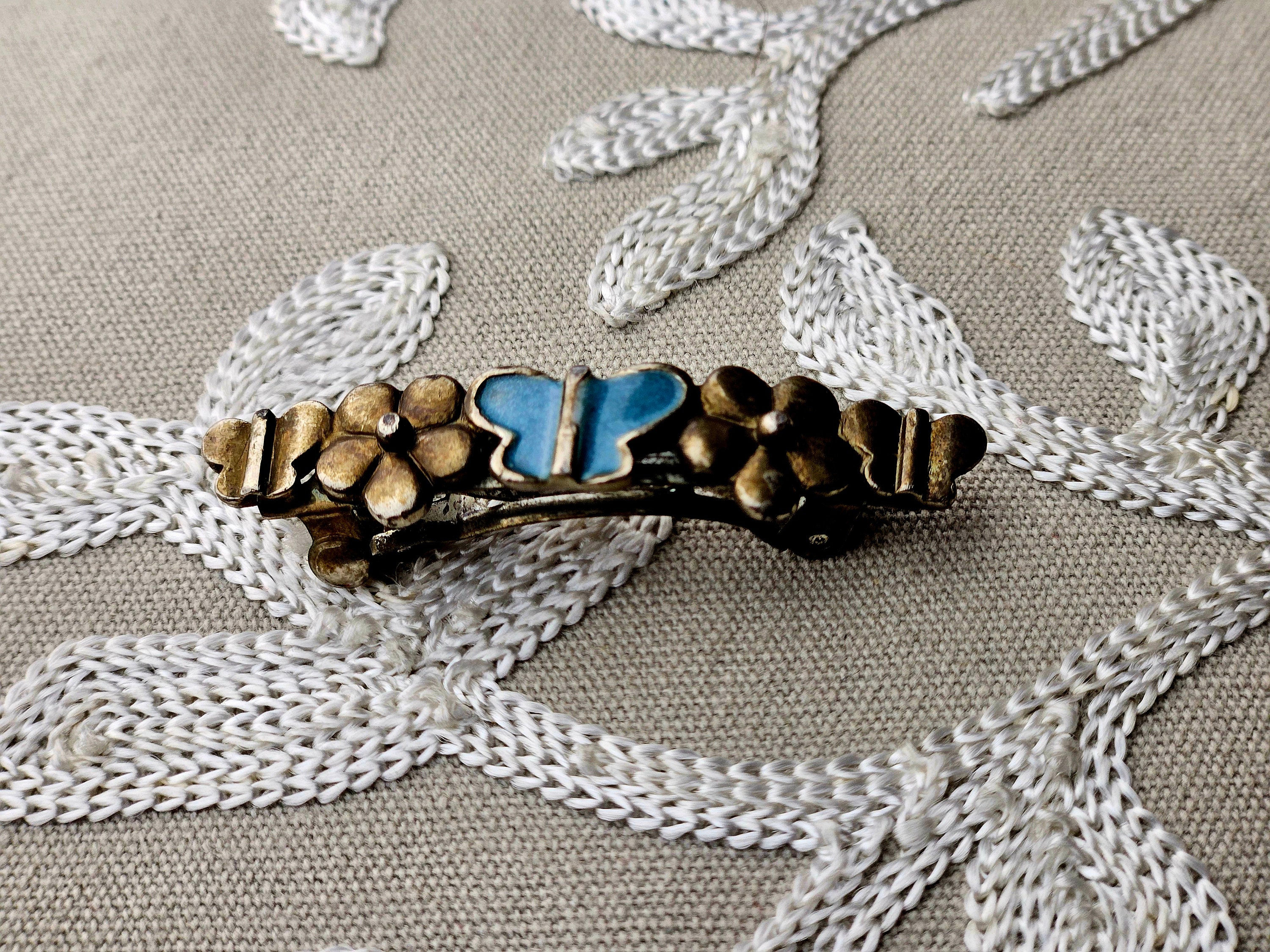 Vintage Enamel Butterfly Hair Clip - Etsy