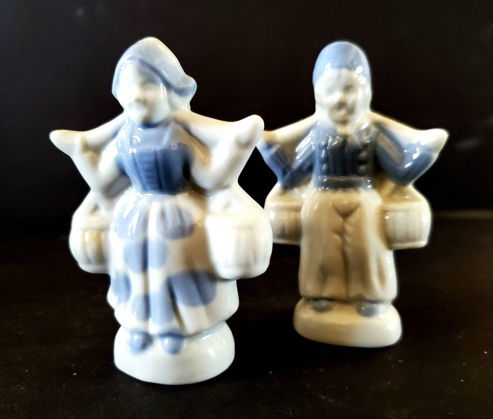 Vintage Blue and White Ceramic Dutch Boy and Girl With Yoke Carrying ...
