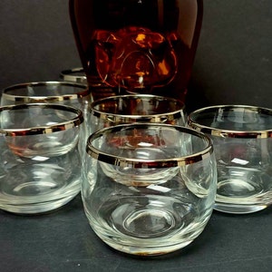 Dorothy Thorpe Silver Band Roly Poly Glasses - Mid Century Modern Barware, Set of 6
