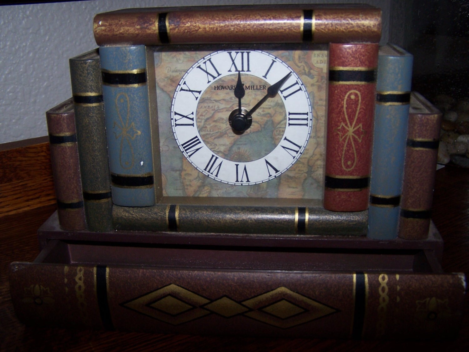Vintage Howard Miller Desk Clock Stacked Antique Books Clock Etsy