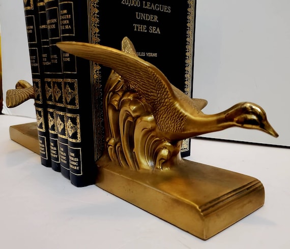 Early 20th Century Jennings Brothers Brass Flying Geese Bookends