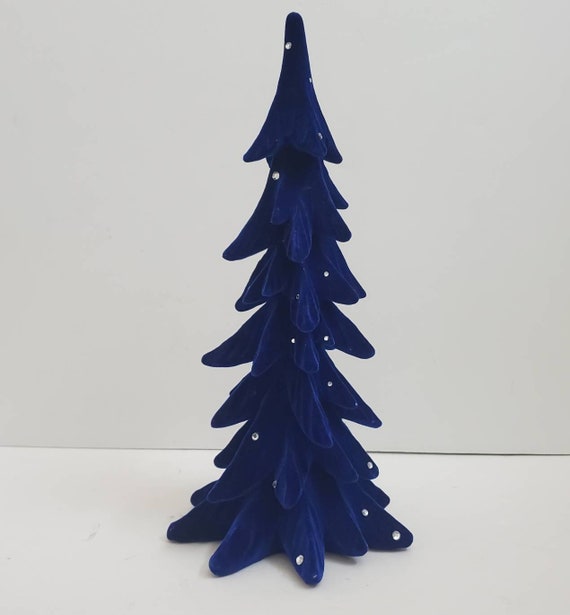 Vintage Robert Stanley Christmas Decor Accents Royal Blue Velvet Christmas  Tree With Sparkling Crystal Rhinestones Blue Christmas 