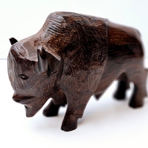 Vintage American Southwest Buffalo  Ironwood Art Sculptural Figurine American Buffalo Bison of the Great Plains USA