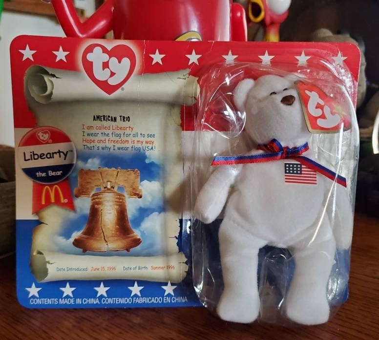 Vintage Ty Beanie Baby libearty the Bear for Mcdonald s Happy