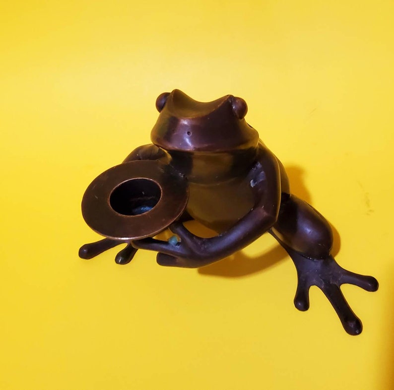 Vintage Restoration Hardware Bronze Frog Candlestick Holder Etsy