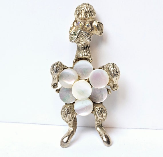 Vintage Mid Century Boucher Mother of Pearl Poodl… - image 1