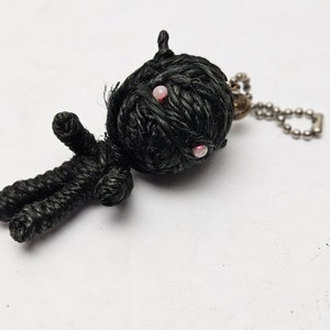 Vintage Handgefertigte El Diablo Negro String Puppe Geldbörse/Rucksack Buddy/Schlüsselanhänger Black Devil