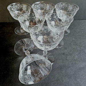 Lot De 6 Verres à Liqueur Fostoria Meadow Rose Bleu - 5 1/4, Occasion