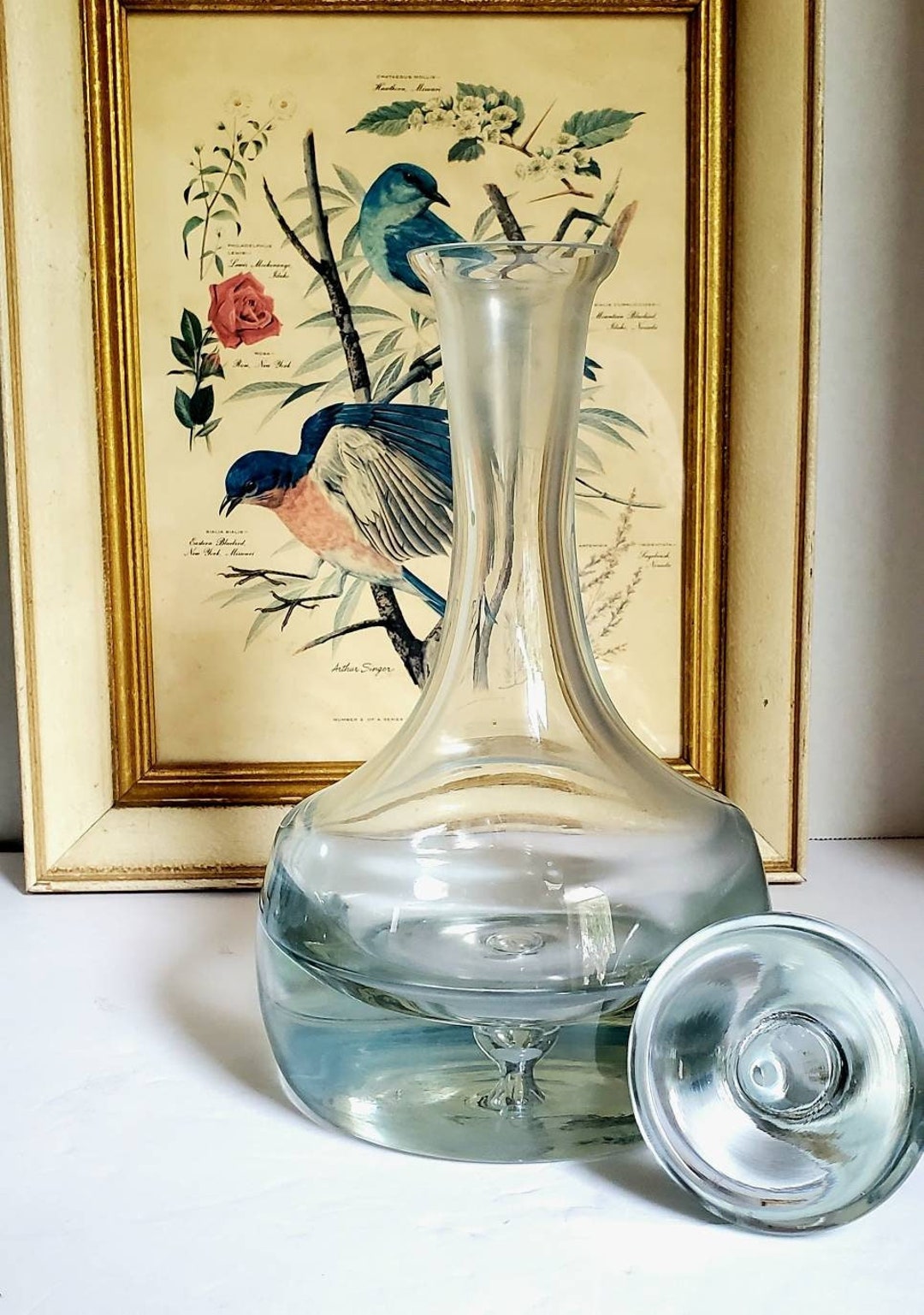 Vintage Krosno Poland Heavy Glass Decanter Etsy
