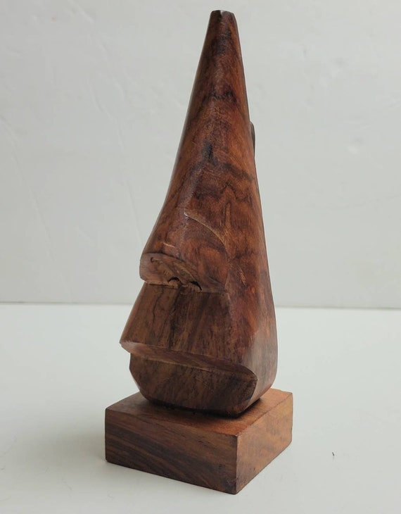 Vintage Handmade Wooden Easter Island Nose Eyeglass M… Gem