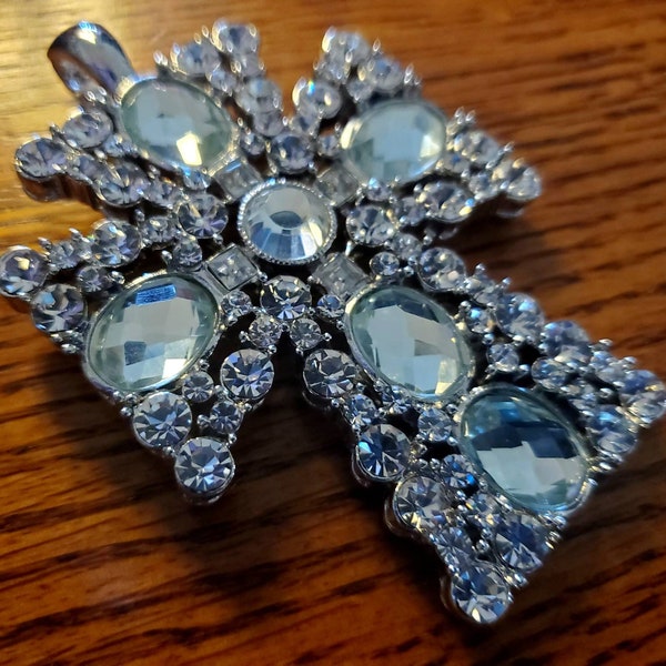 Crystal Encrusted Christian Cross Pendant Statement Jewelry | Religious Cross