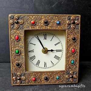 Vintage Gold Baroque Jeweled Vanity Clock