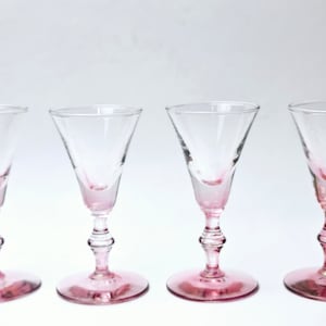 Vintage Blush Pink Stemmed Liqour Glass Set of 4 Libbey 8000-6 Sherry Glasses Cordial Glass Set 4