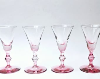 Vintage Libbey Blush Pink Cordial Glasses - Set of 4