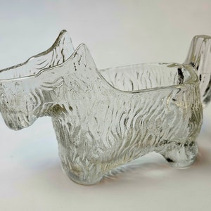 Vintage LE Smith Company 1930s Scottish (Scottie) Terrier Pressed Glass Creamer Post Toasties Cereal Promotional Give-Away Depression Glass