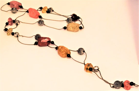 Vintage Necklace  - Cracked Quartz - Long Single … - image 7