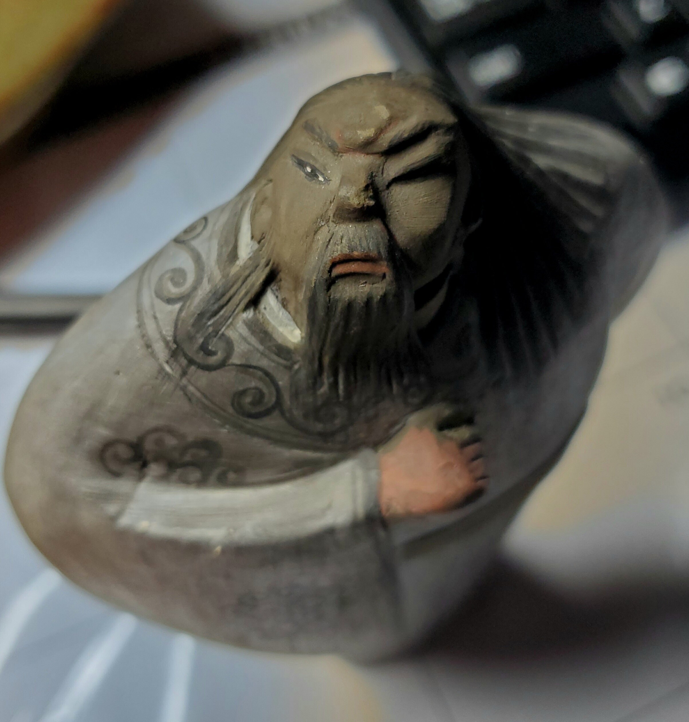 Vintage Japanese Kabuki Actor Deity Sculpture Figurine Sage Priest