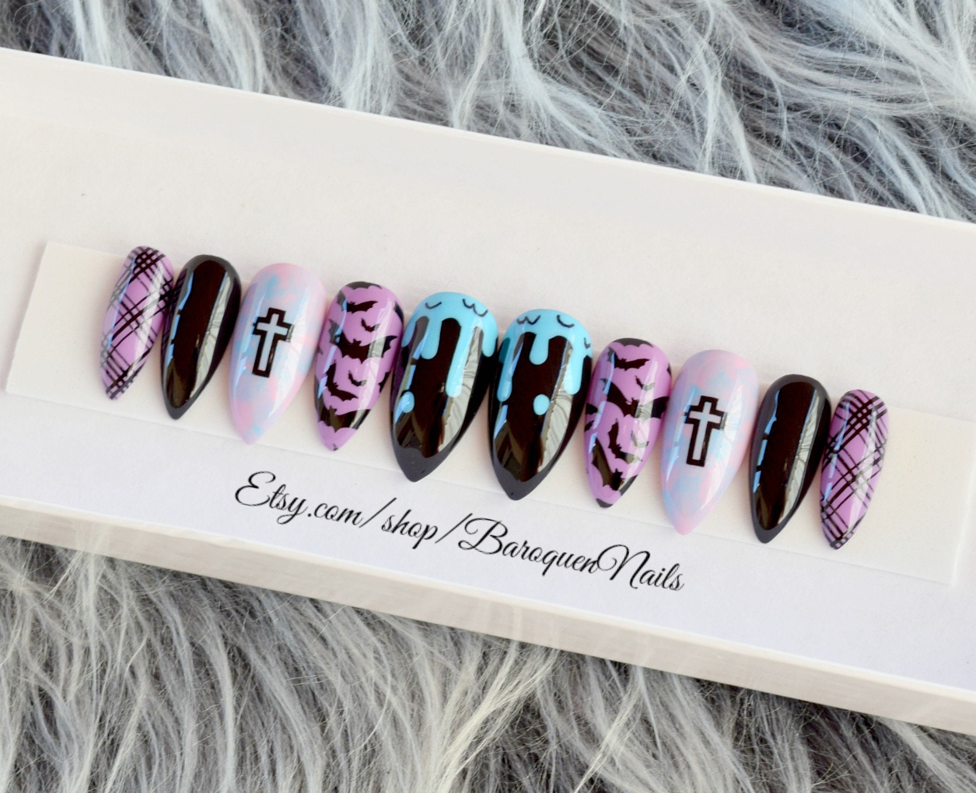 Dead Cute Pastel Goth Press on Nails Emo Cotton Candy Alt | Etsy