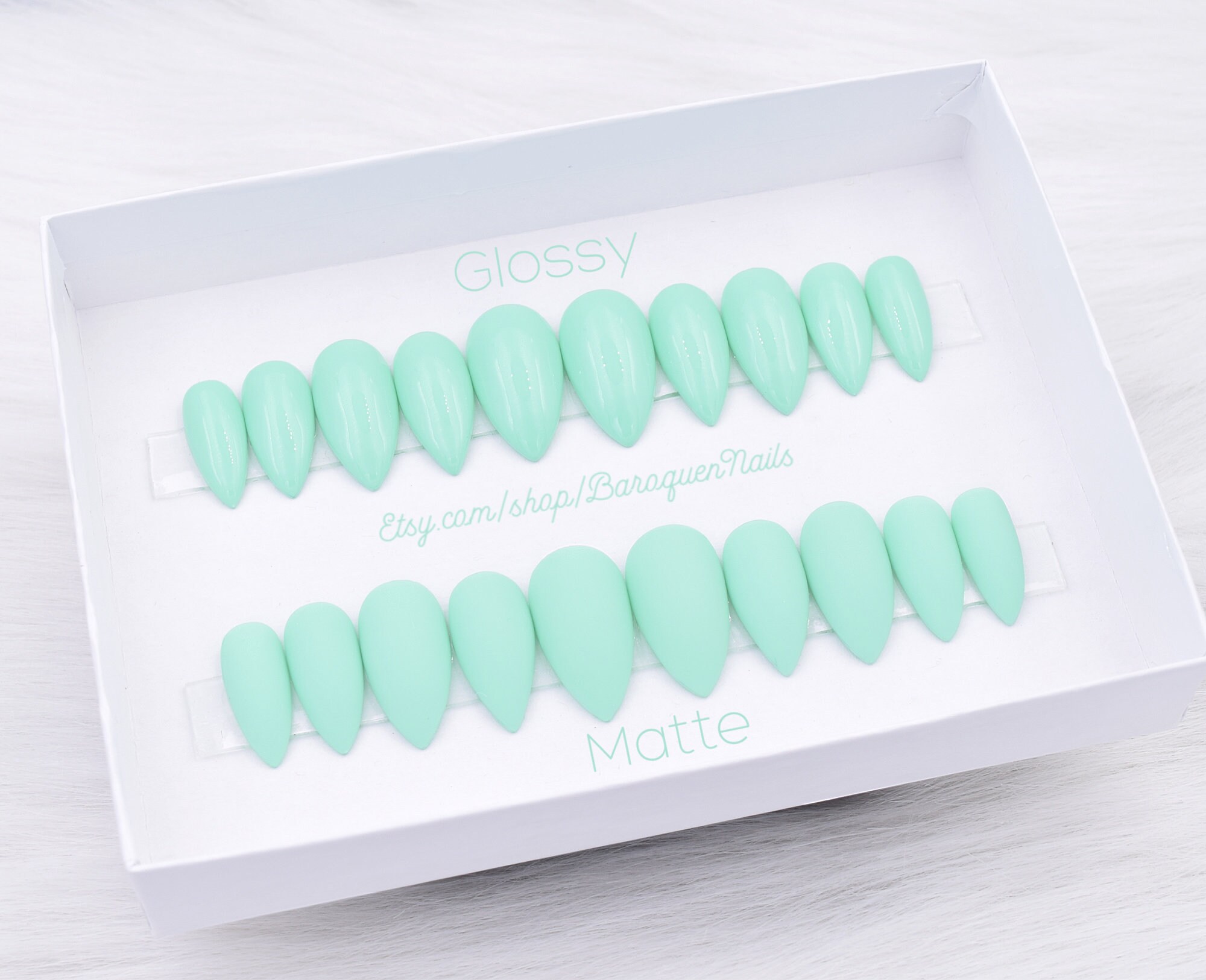 Mint Tea Mint Green Press On Nails Light Pastel Nails Etsy