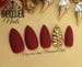 Matte Burgundy Wine Press On Nails Red Maroon Nail Set Gold Diamond Ring Fake Nails Stick On Nails Glue On Nails GEL Nail Tips hot -VELVET