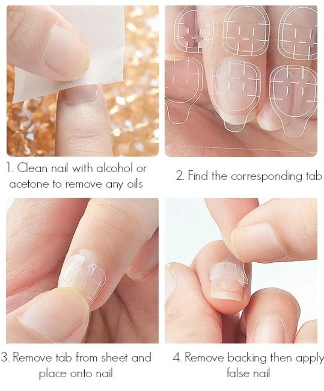 Nail Adhesive Tabs Set of 24 Glue Gel Tabs Alcohol Wipes Etsy